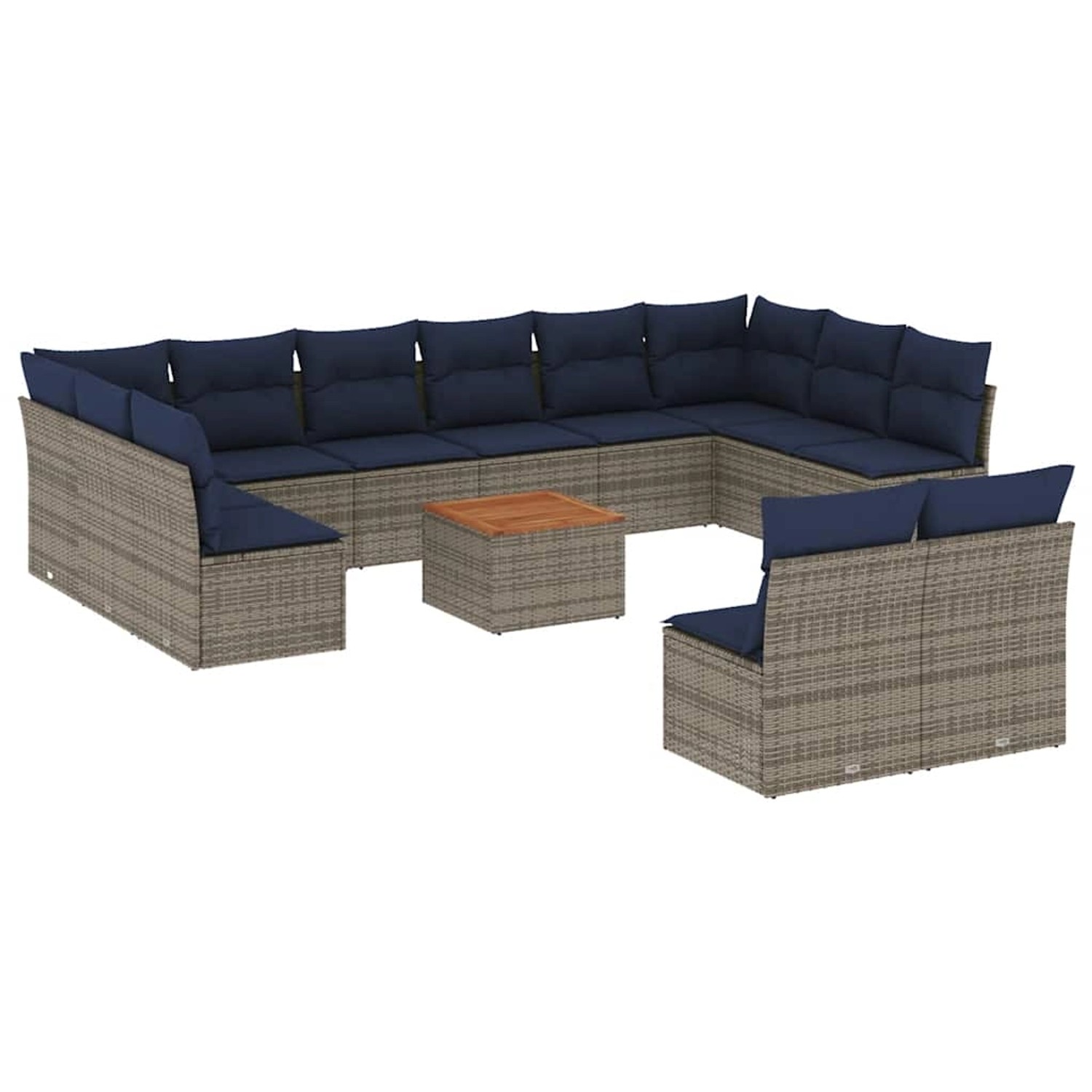 vidaXL 13-Tlg Garten-Sofagarnitur mit Kissen Grau Poly Rattan 3256229 günstig online kaufen
