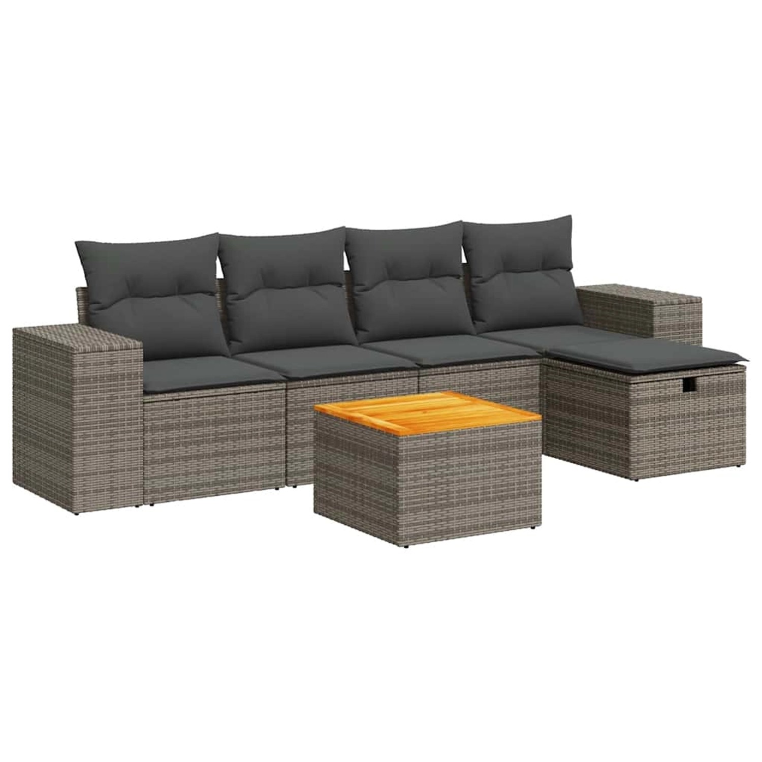 vidaXL 6-Tlg Garten-Sofagarnitur mit Kissen Grau Poly Rattan 3325868 günstig online kaufen