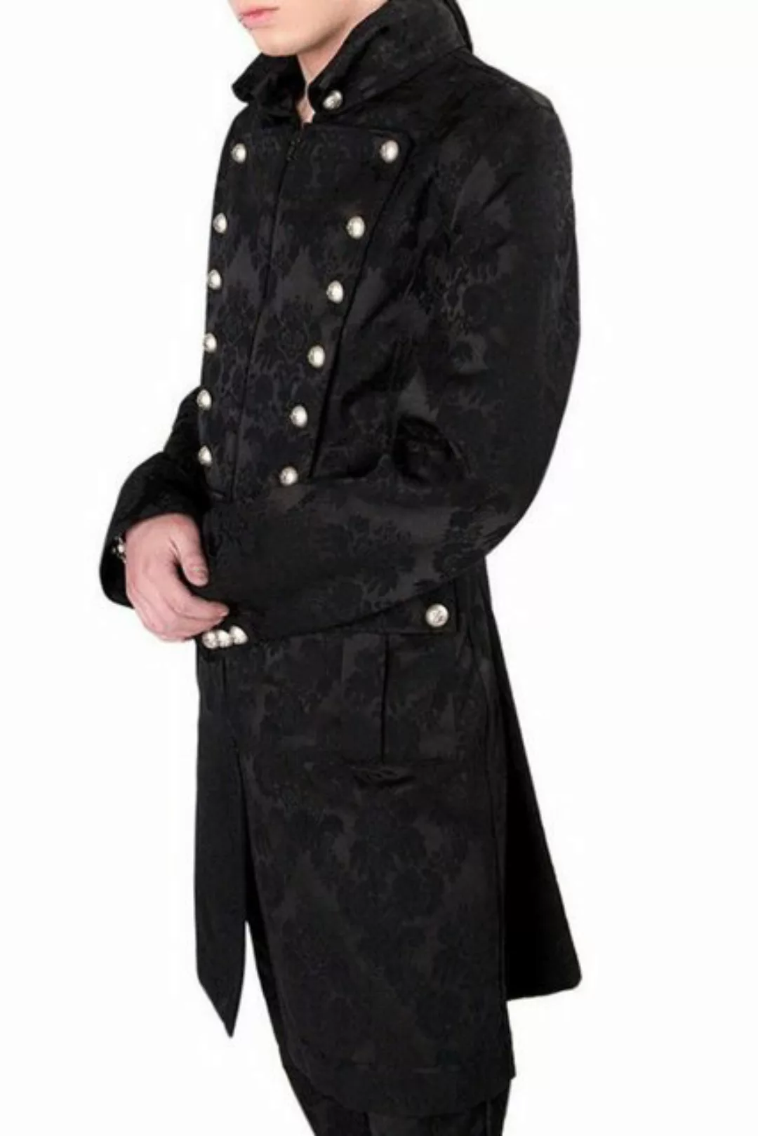 ADERLASS Kurzmantel Admiral Brokat Mantel schwarz Steampunk Gothic Brokat M günstig online kaufen