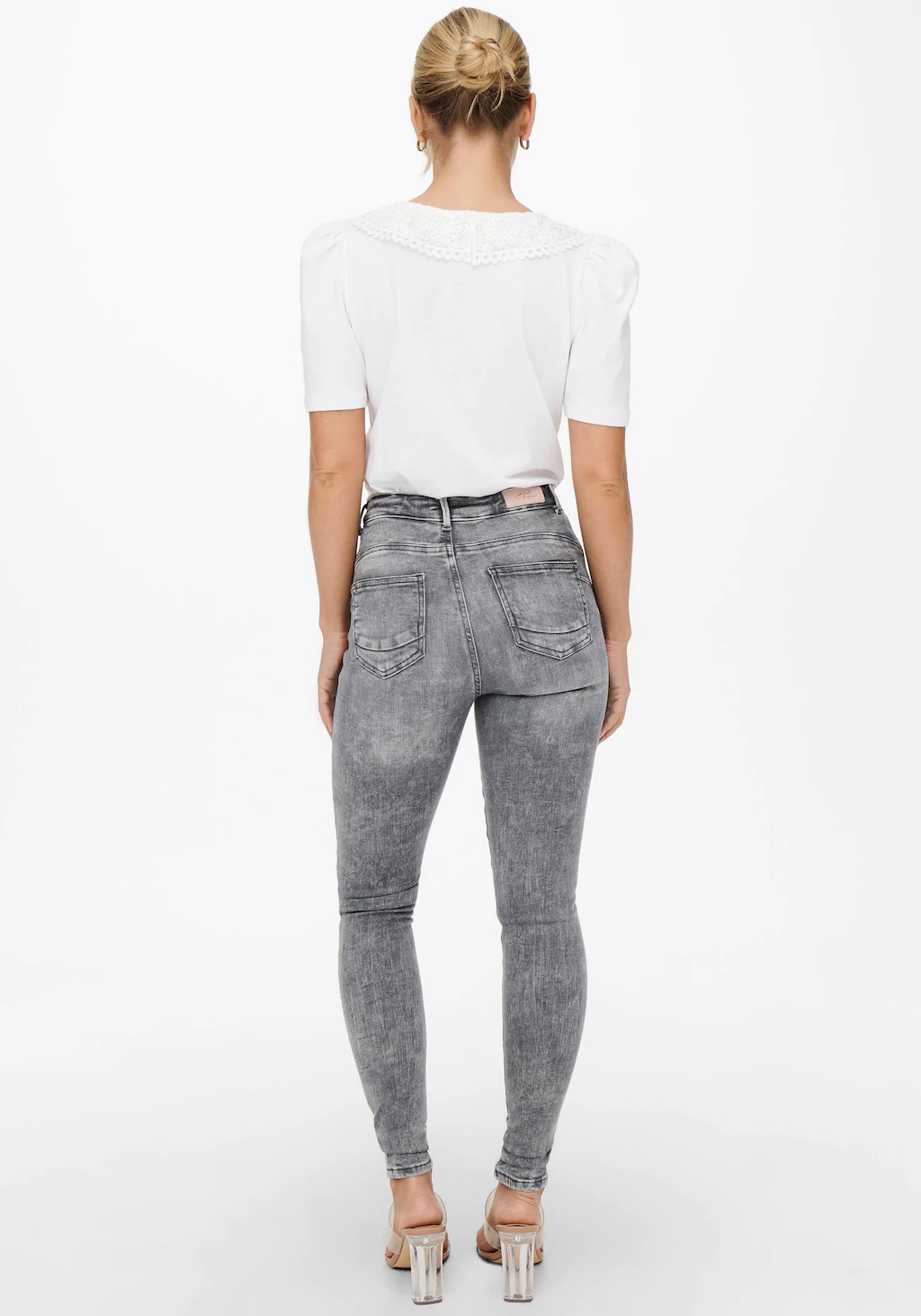 Only Damen Jeans ONLPOWER MID PUSH UP SK AZG937 - Skinny Fit - Grau - Grey günstig online kaufen