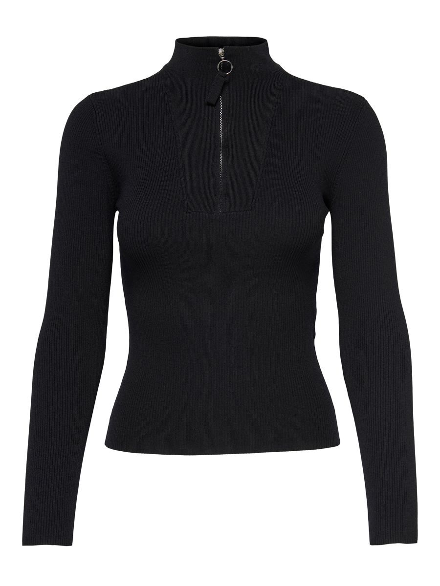 ONLY Reißverschluss Strickpullover Damen Schwarz günstig online kaufen