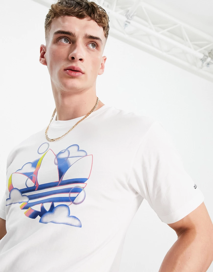 adidas Originals – Summer – T-Shirt mit Dreiblatt-Logo in Weiß günstig online kaufen