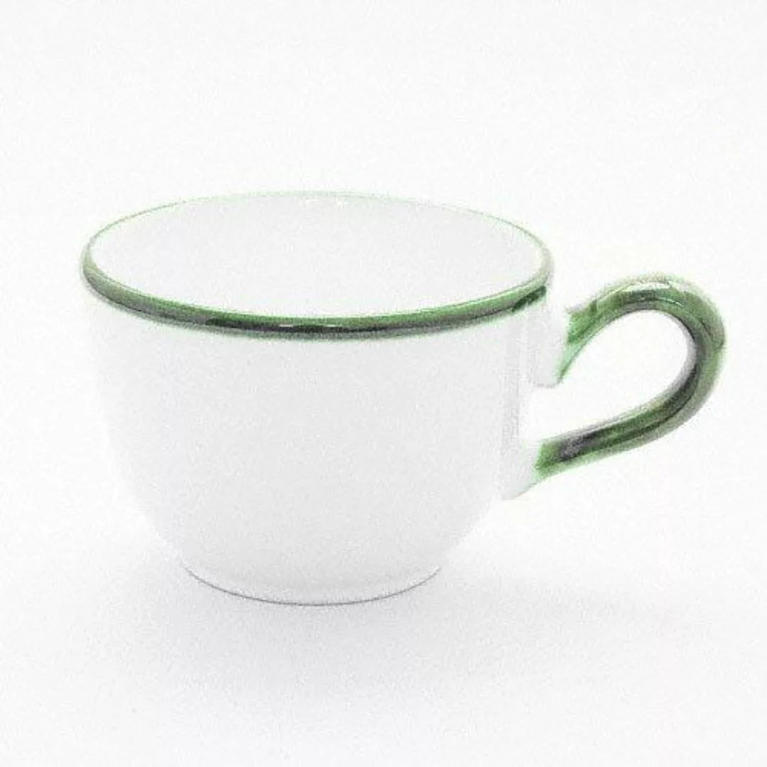 Gmundner Keramik Grüner Rand Kaffee Obertasse glatt 0,19 l günstig online kaufen