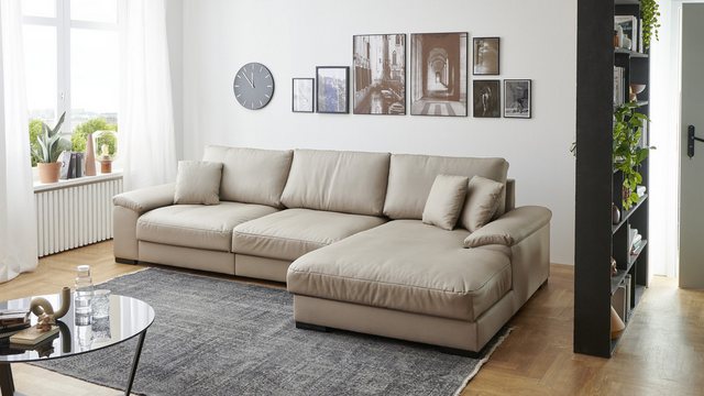 Iwaniccy Wohnlandschaft 6 Kissen, Daune, Bezug in Beige - 323x90x177cm (BxH günstig online kaufen