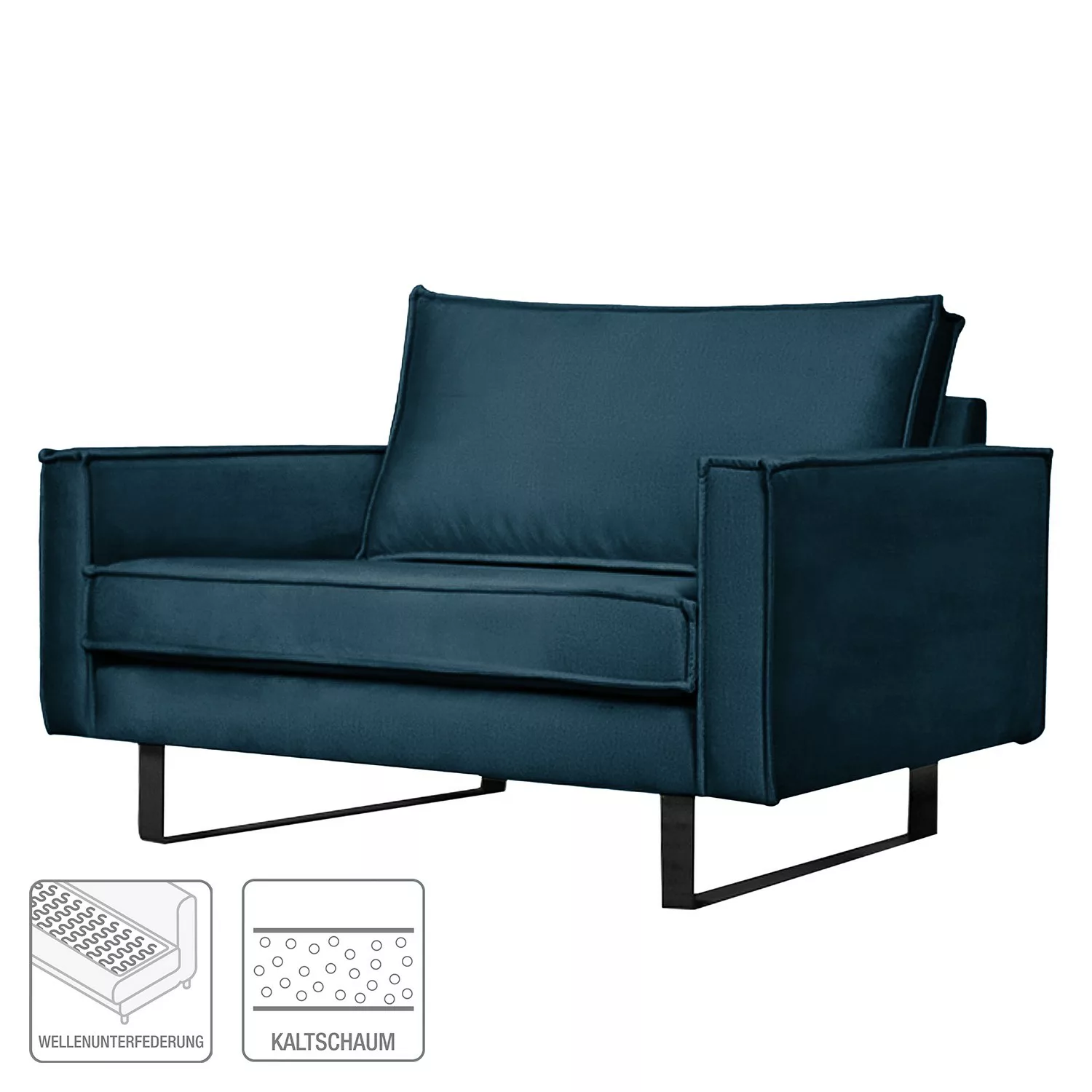 home24 ars manufacti Sessel Liel II Marineblau Samt 100x84x94 cm (BxHxT) günstig online kaufen