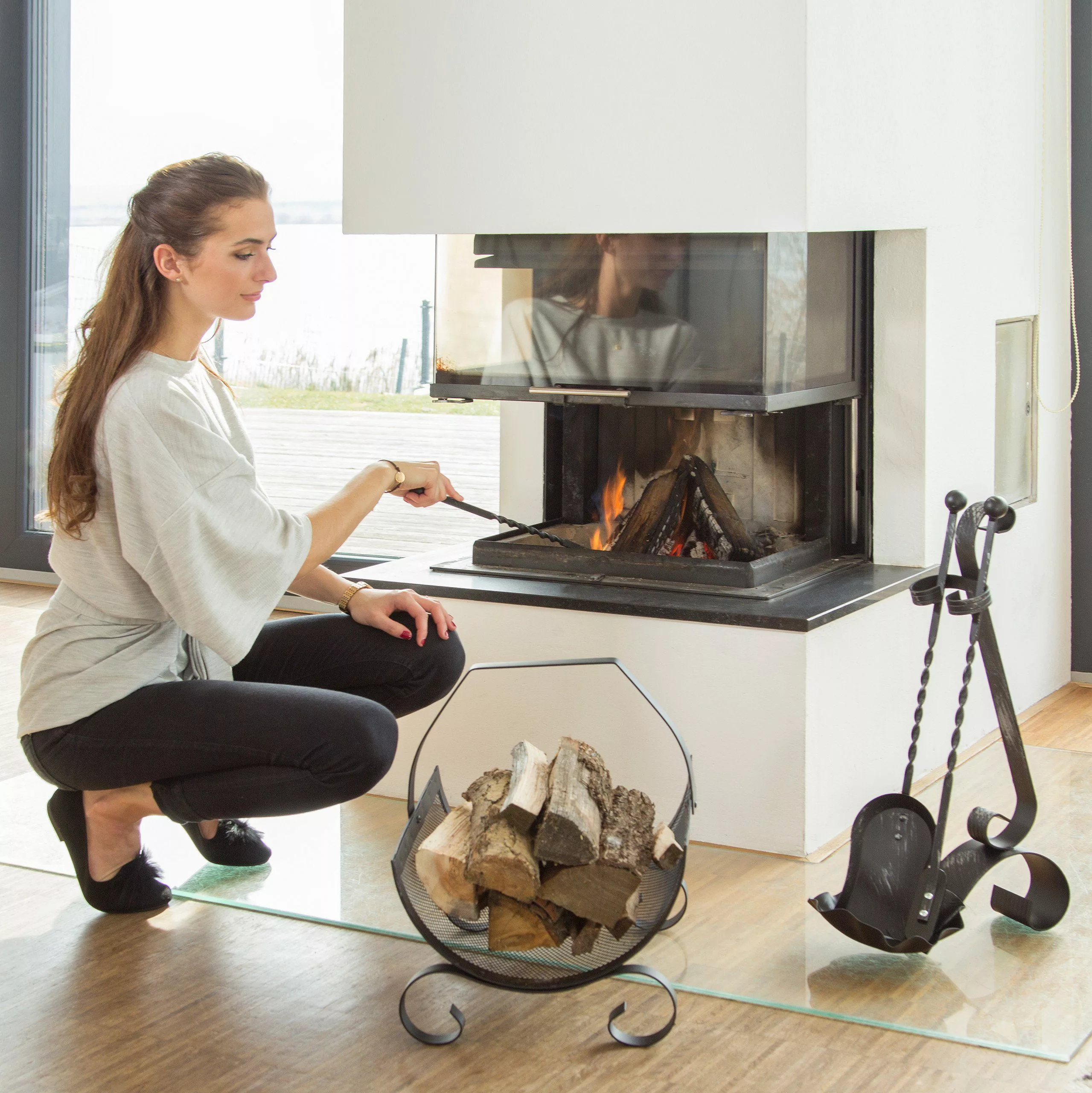 relaxdays Kamingarnitur Kaminbesteck antik 4-teilig günstig online kaufen