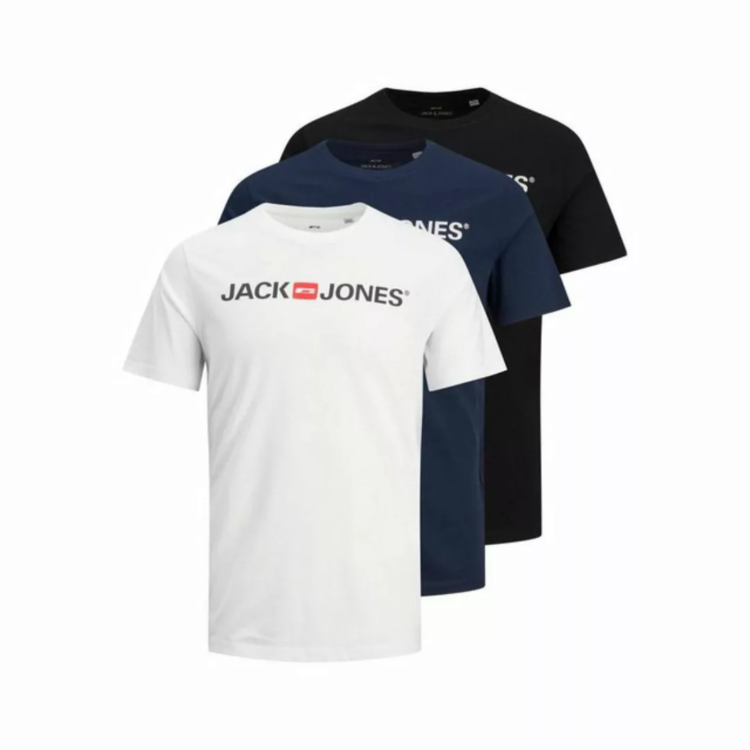 Jack & Jones Herren Rundhals T-Shirt JJECORP LOGO 3er PACK - Slim Fit günstig online kaufen