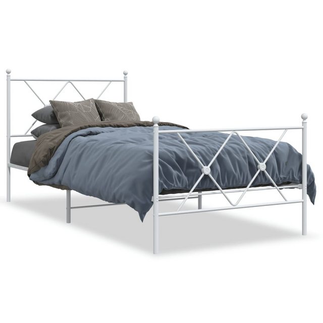 vidaXL Bett Bettgestell mit Kopf- und Fußteil Metall Weiß 90x190 cm günstig online kaufen