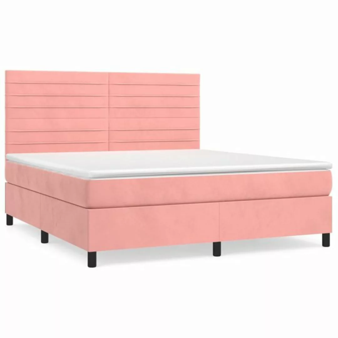 vidaXL Boxspringbett Boxspringbett mit Matratze Rosa 160x200 cm Samt Bett B günstig online kaufen