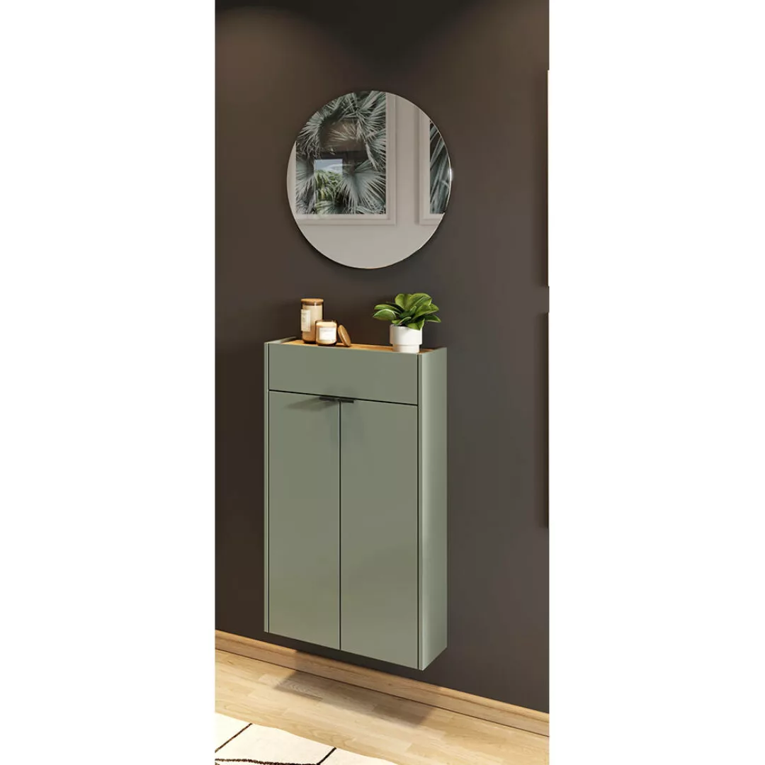 Garderobe Flurgarderobe schmal in grün mit Eiche ABERDEEN-01 modern 2-teili günstig online kaufen