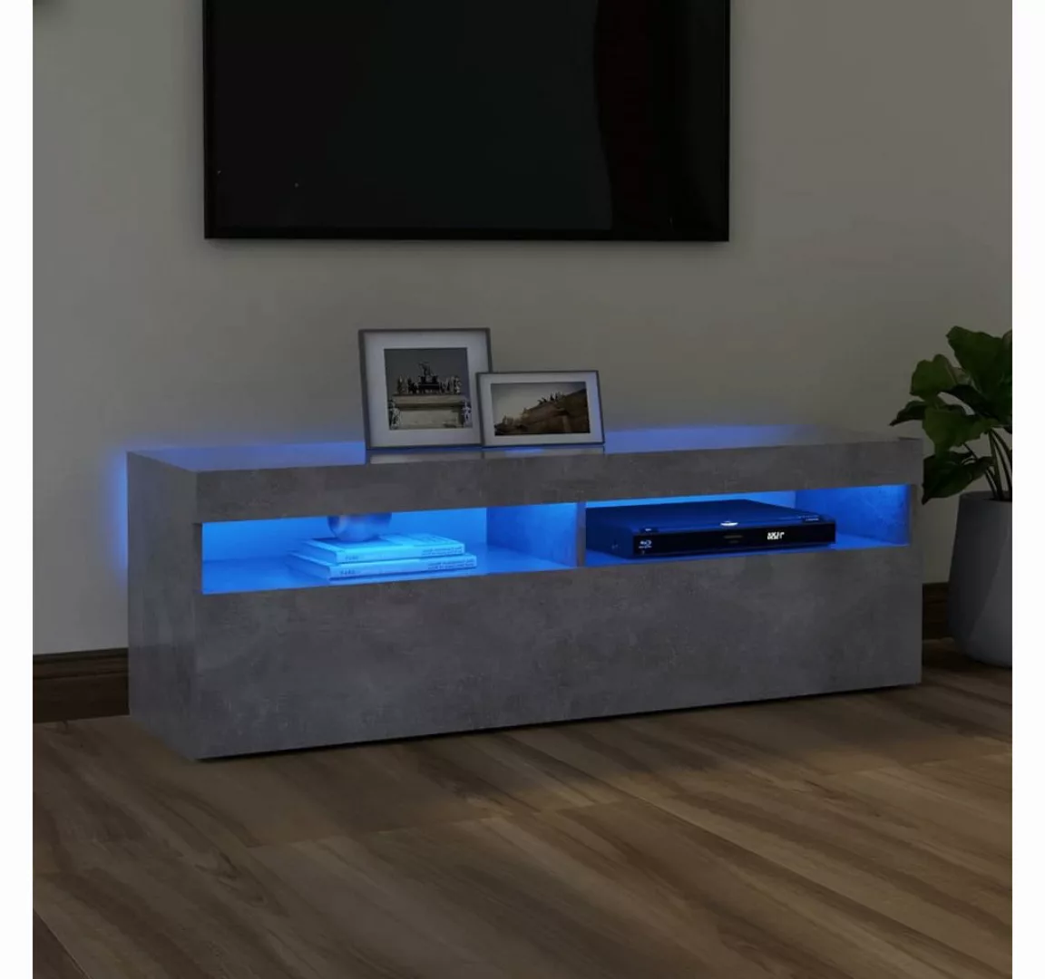 vidaXL TV-Schrank TV-Schrank mit LED Leuchten Betongrau 120x35x40 cm Lowboa günstig online kaufen