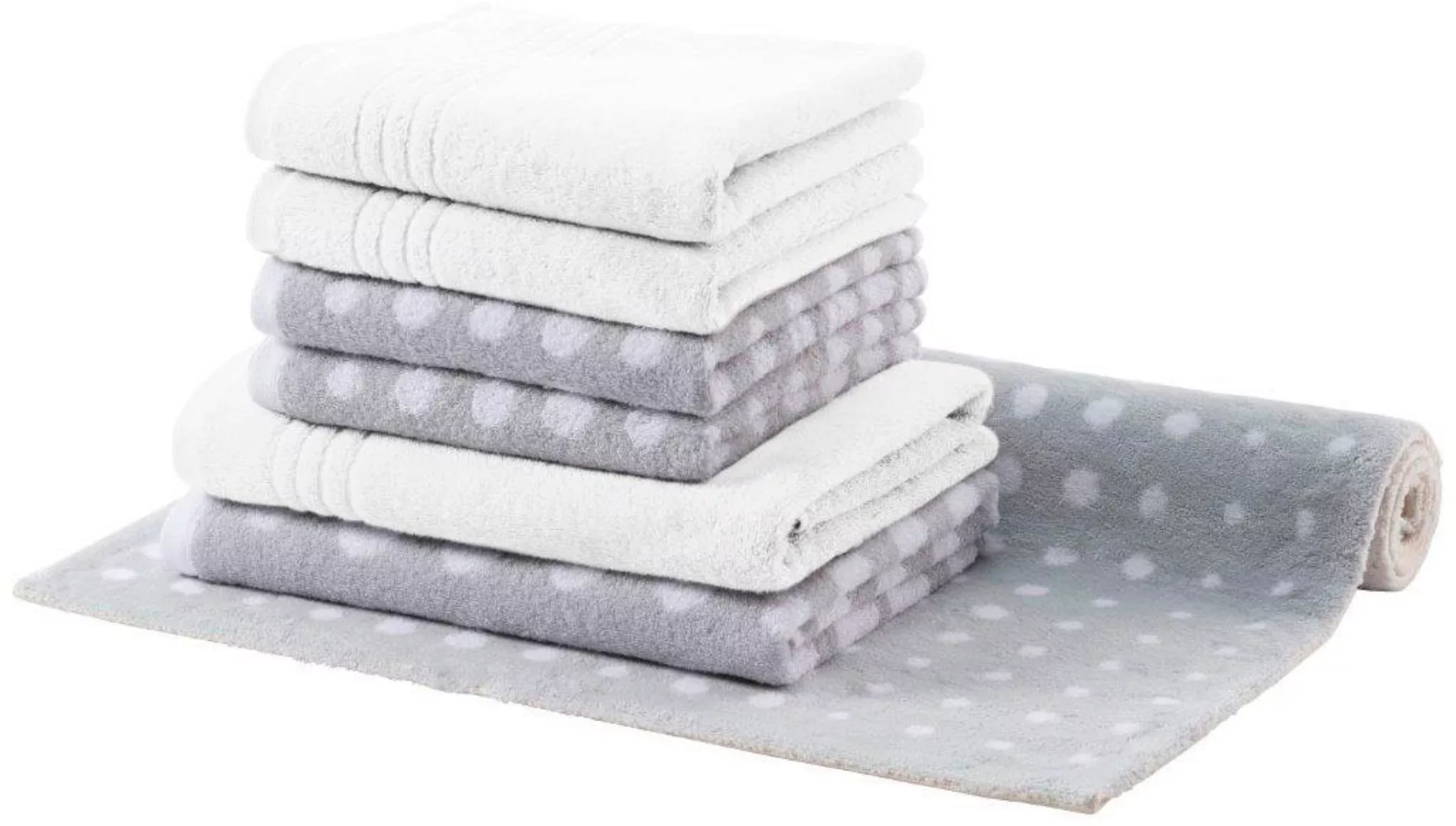 Egeria Handtuch Set »DOT«, (Set, 7 St., 4 Handtücher 50x100 cm-2 Duschtüche günstig online kaufen