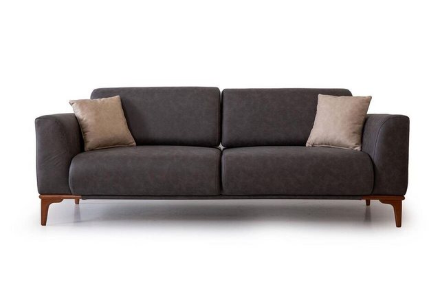JVmoebel 3-Sitzer Graues Kunstleder Wohnzimmer Designer Couch Luxuriöser 3- günstig online kaufen
