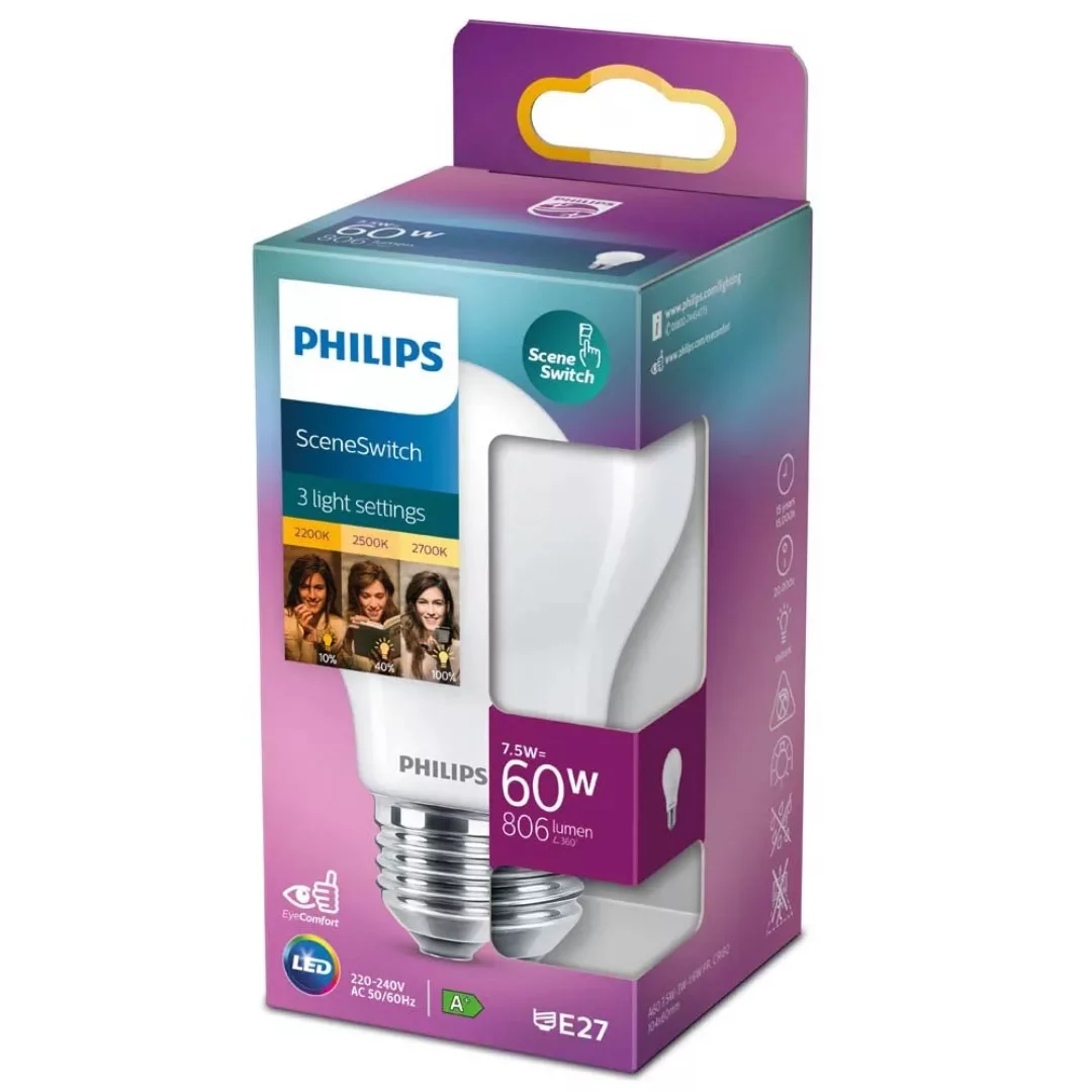 Philips LED SceneSwitch Lampe ersetzt 60W, E27 Standardform A60, matt, Dimm günstig online kaufen