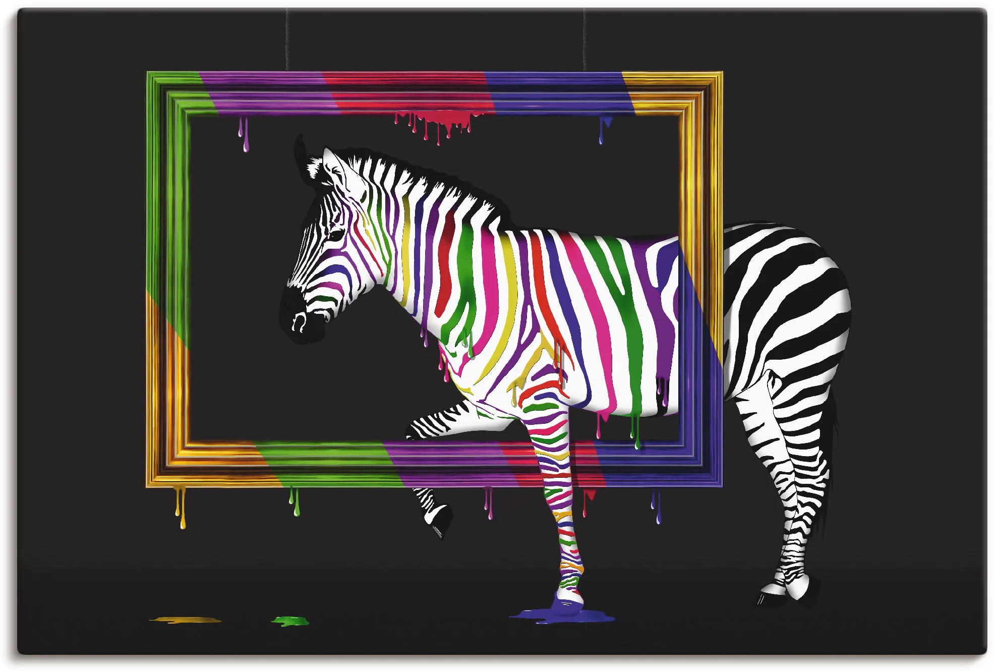 Artland Wandbild "Das Regenbogen Zebra", Animal Fantasy, (1 St.), als Leinw günstig online kaufen