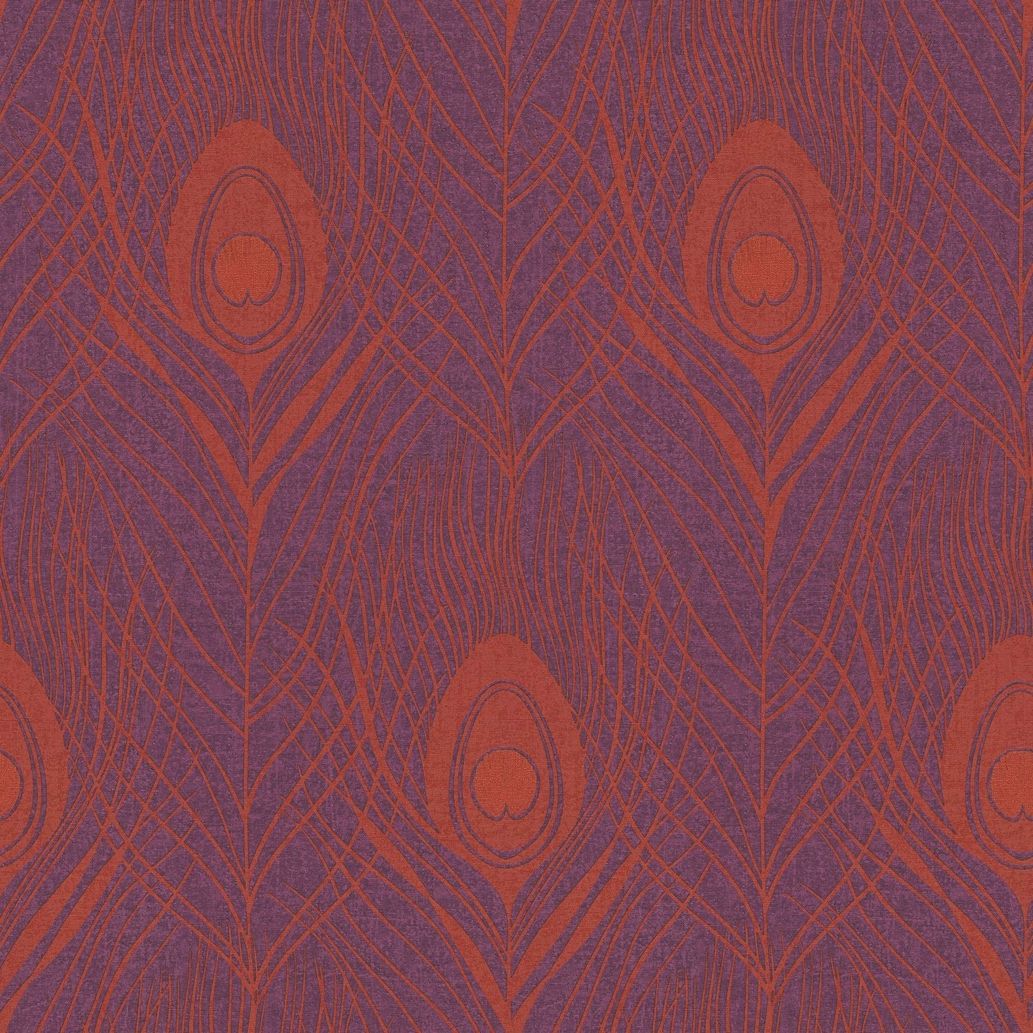 PROFHOME 369715-GU Natur Tapete Federn Matt Rot Violett Gold 0,53 m x 10,05 günstig online kaufen