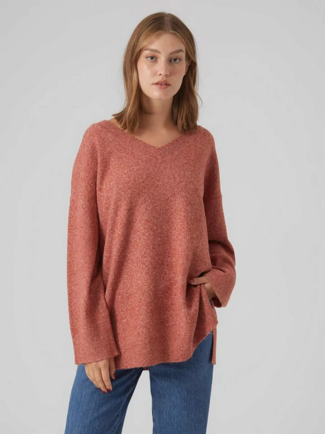 Vero Moda V-Ausschnitt-Pullover VMDOFFY LS LONG V-NECK PULLOVER GA BOO günstig online kaufen