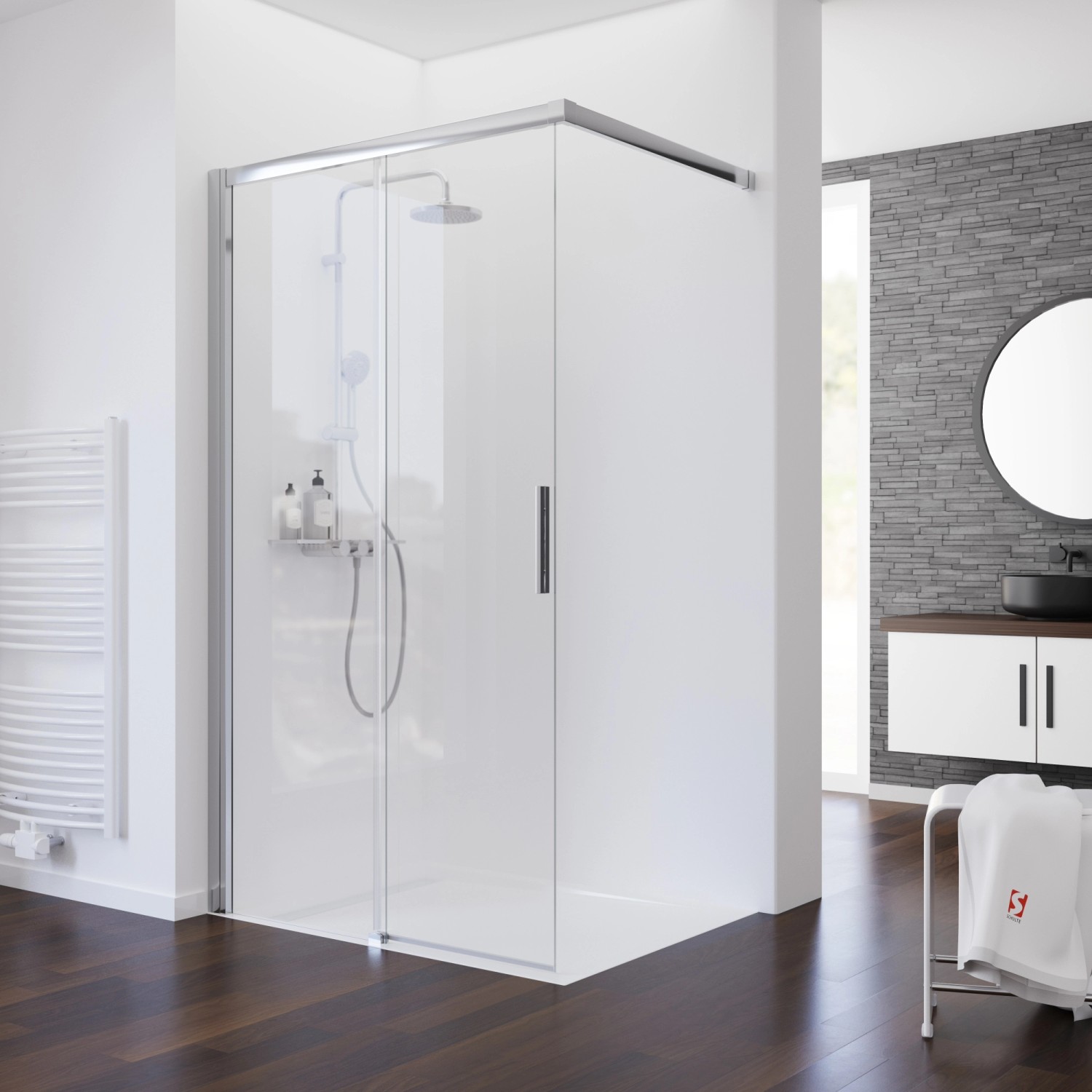 Schulte Schiebetür Walk In Chrom-Optik 100 cm x 200 cm DIN Links günstig online kaufen