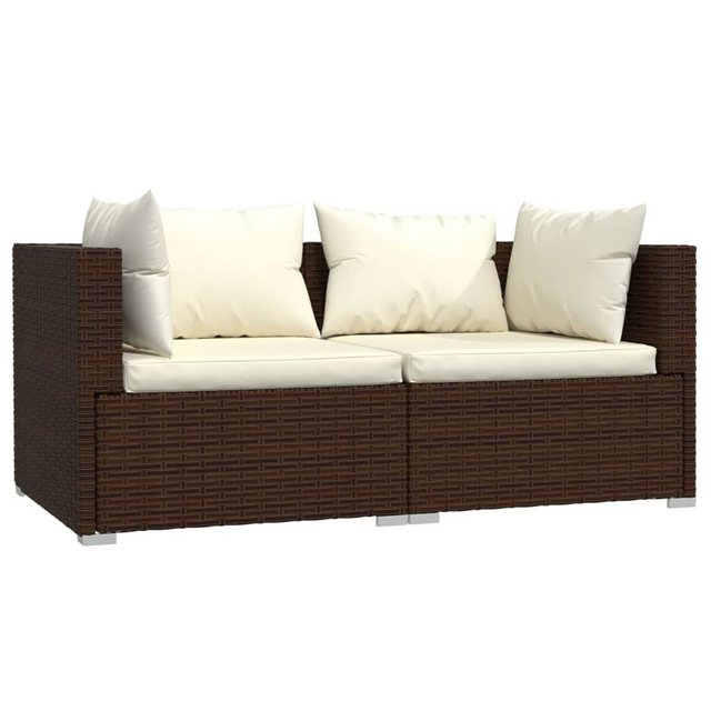 2-sitzer-sofa Mit Kissen Braun Poly Rattan günstig online kaufen