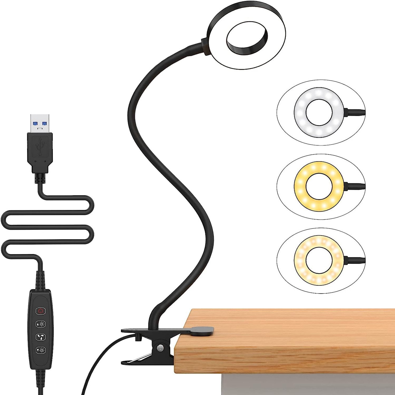 Sunicol Klemmleuchte Dimmbar LED Schreibtischlampe, 3 günstig online kaufen