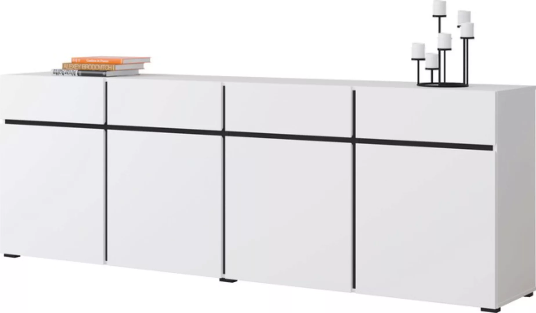 INOSIGN Sideboard "Cross,Breite 225 cm, moderne grifflose Kommode,4 Türen/4 günstig online kaufen