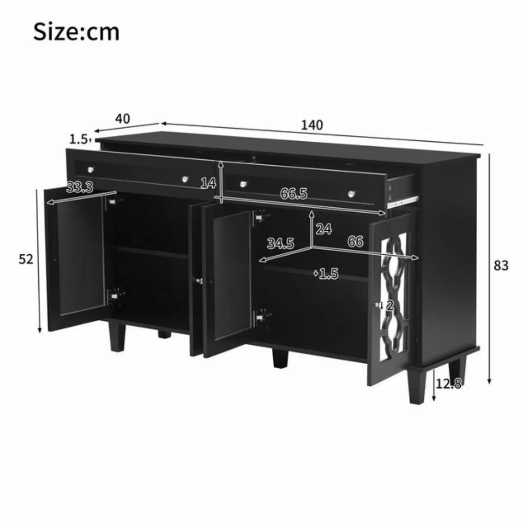 Furnishings Home Beistellschrank Sideboard mit 2 Schubladen + 4 Fächern (Se günstig online kaufen