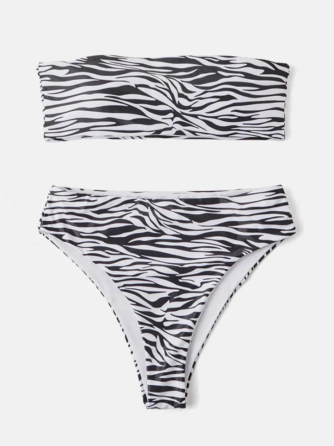 Damen Bandeau trägerloser Leopard Zebra Print Bikinis Sexy Badeanzug mit Ta günstig online kaufen