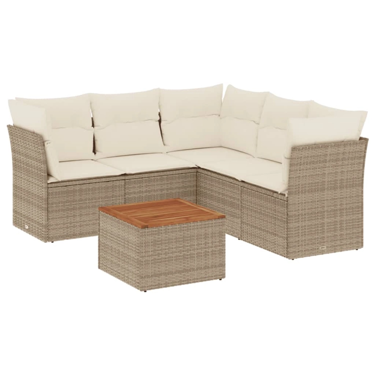 vidaXL 6-Tlg Garten-Sofagarnitur mit Kissen Beige Poly Rattan 3223636 günstig online kaufen
