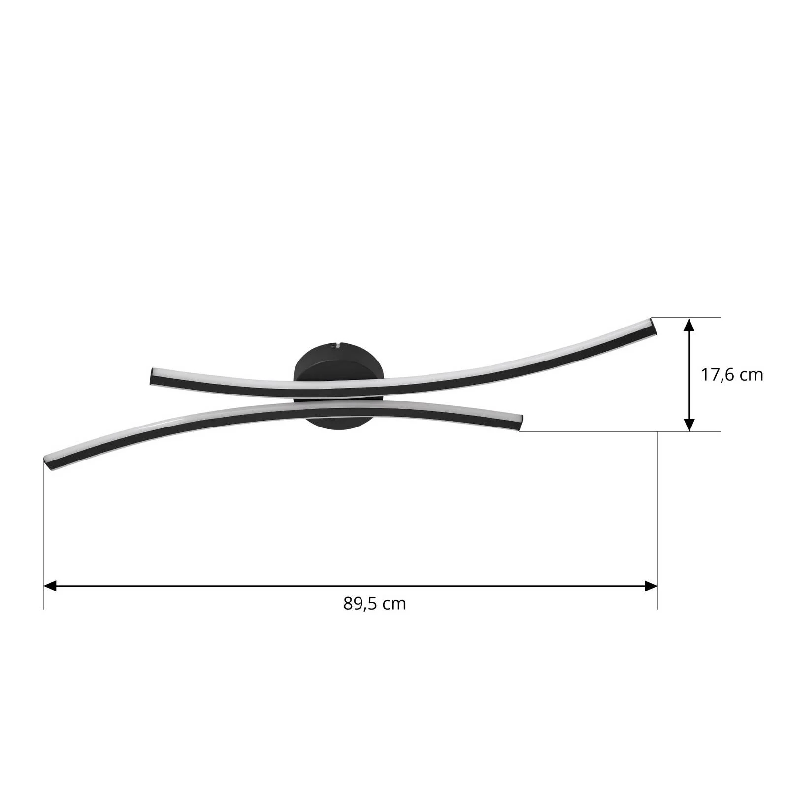 Lindby LED-Deckenleuchte Ravion, 90 cm, schwarz, 3.000 K günstig online kaufen