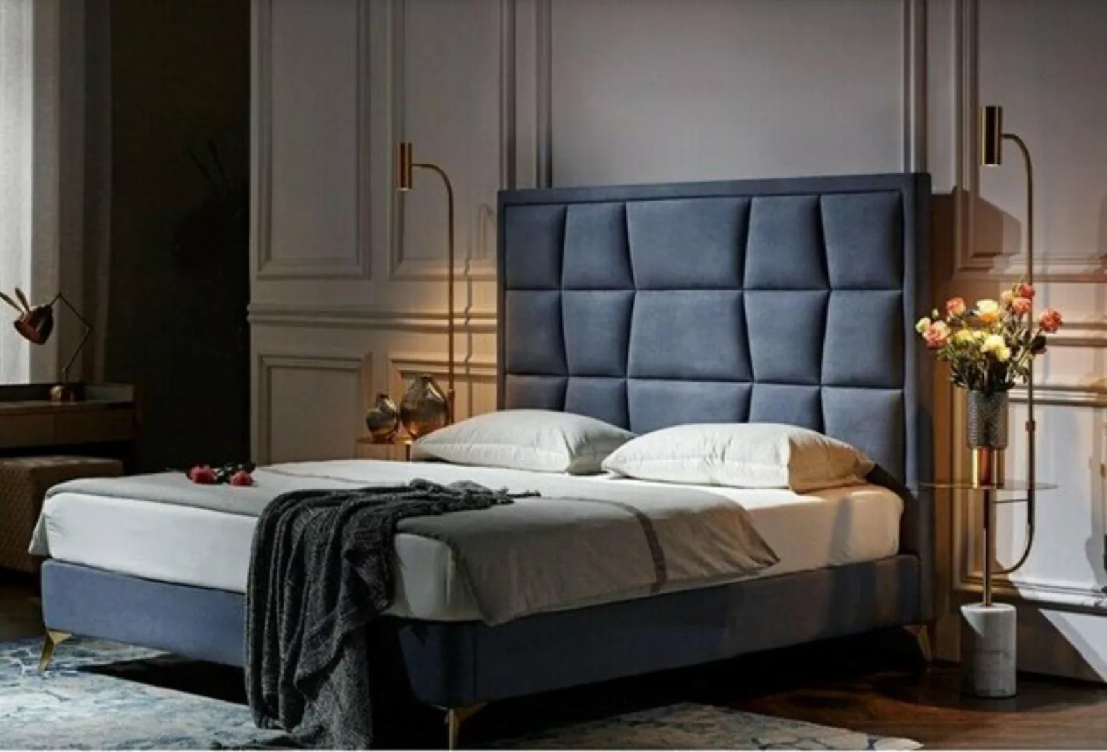 JVmoebel Bett, Design Bett Schlafzimmer Betten Textil Hotel Luxus Polster S günstig online kaufen