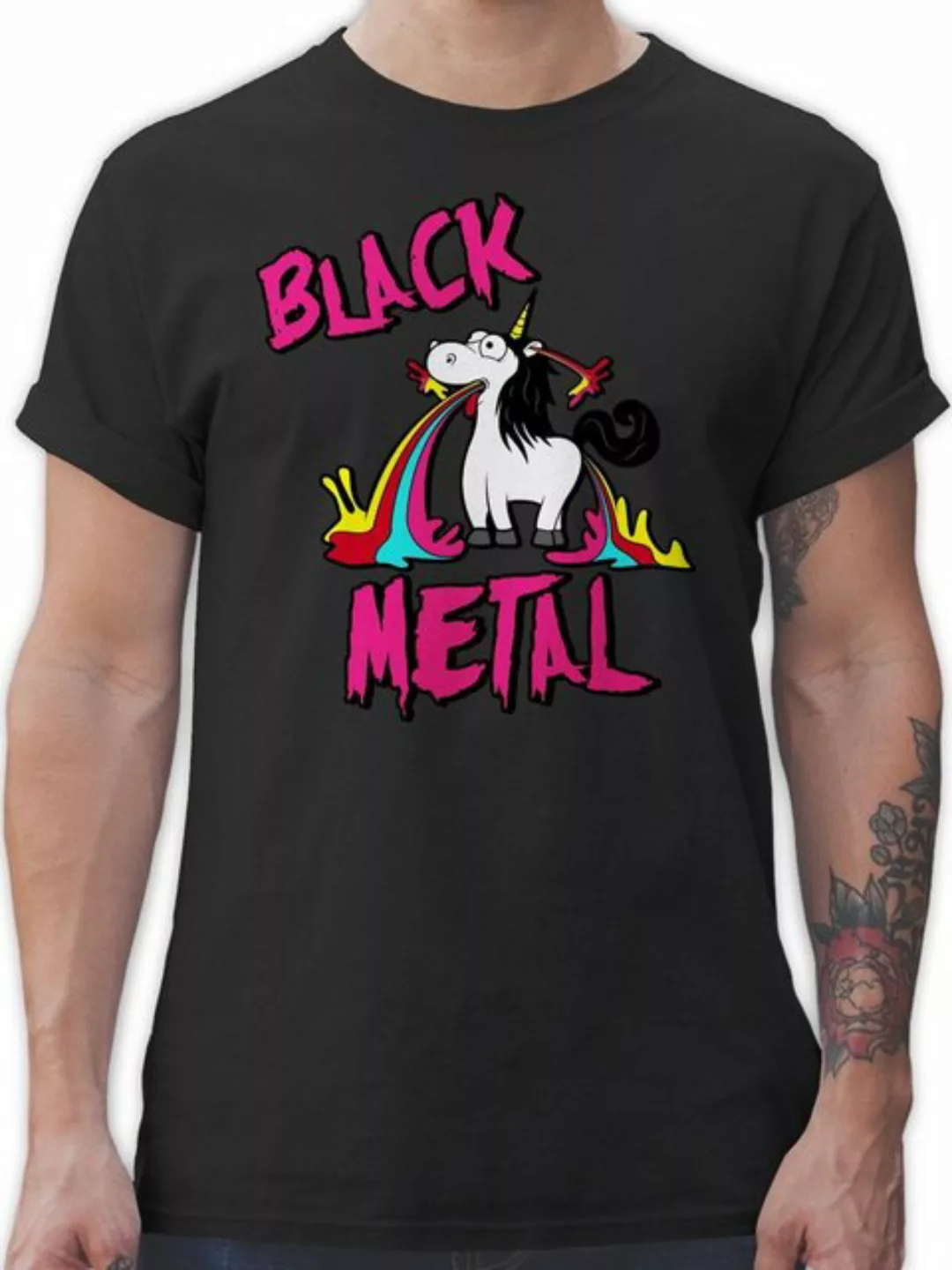 Shirtracer T-Shirt Black Metal Einhorn Einhorn Geschenk günstig online kaufen