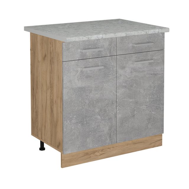 Vicco Unterschrank R-Line, Beton/Goldkraft Eiche, 80 cm AP Marmor günstig online kaufen