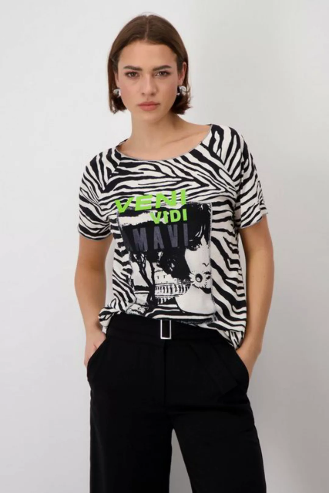 Monari Kurzarmshirt T-Shirt schwarz gemustert günstig online kaufen