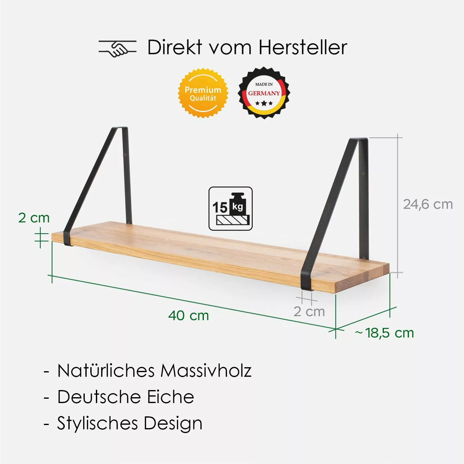Rikmani Wandregal RAY Schweberegal Eiche schwarz, günstig online kaufen