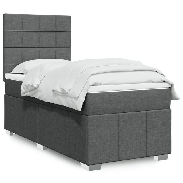 vidaXL Boxspringbett, Boxspringbett mit Matratze Dunkelgrau 100x200 cm Stof günstig online kaufen