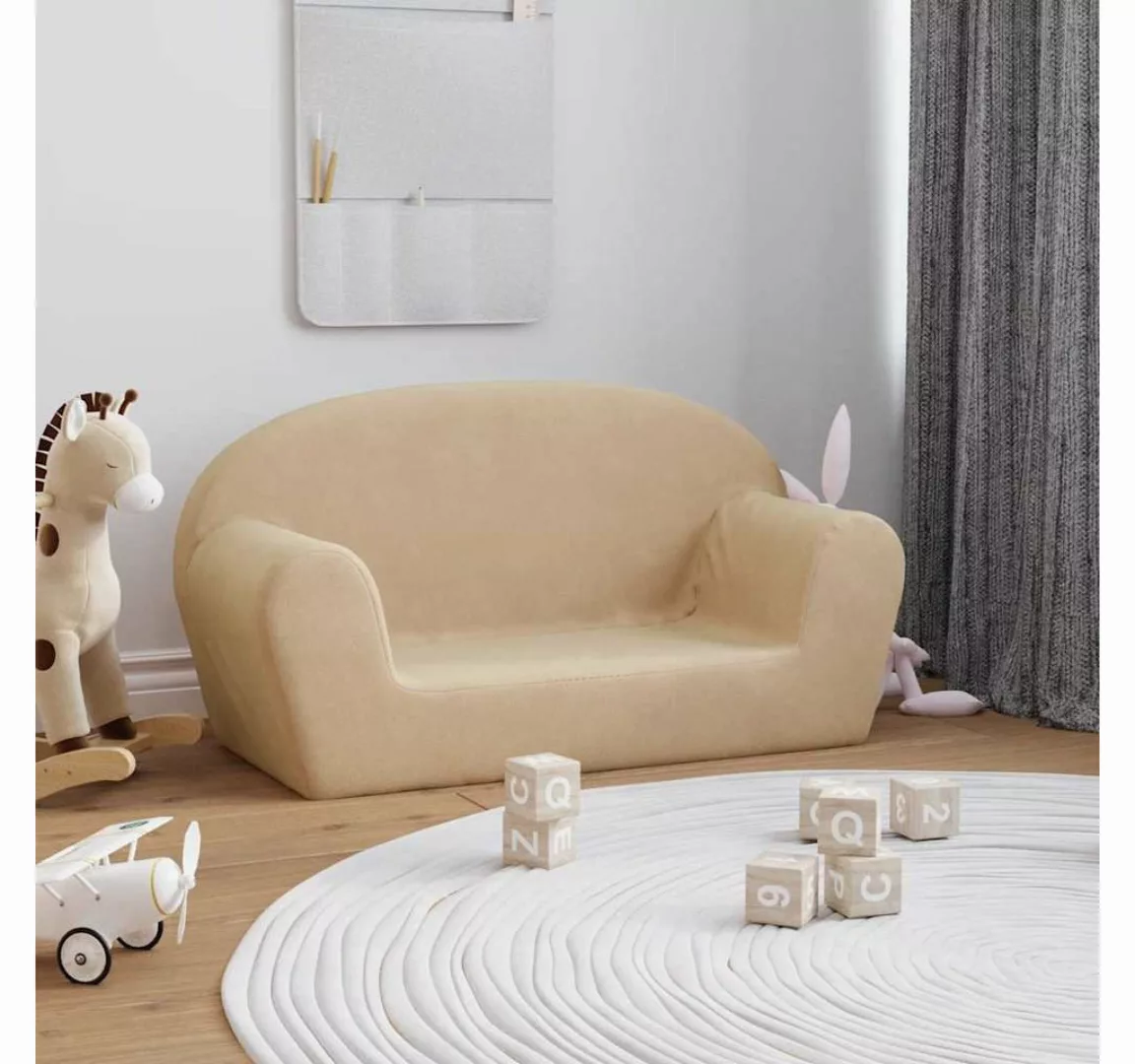 vidaXL Kindersofa, Kindersofa 2-Sitzer Creme Weicher Plüsch günstig online kaufen