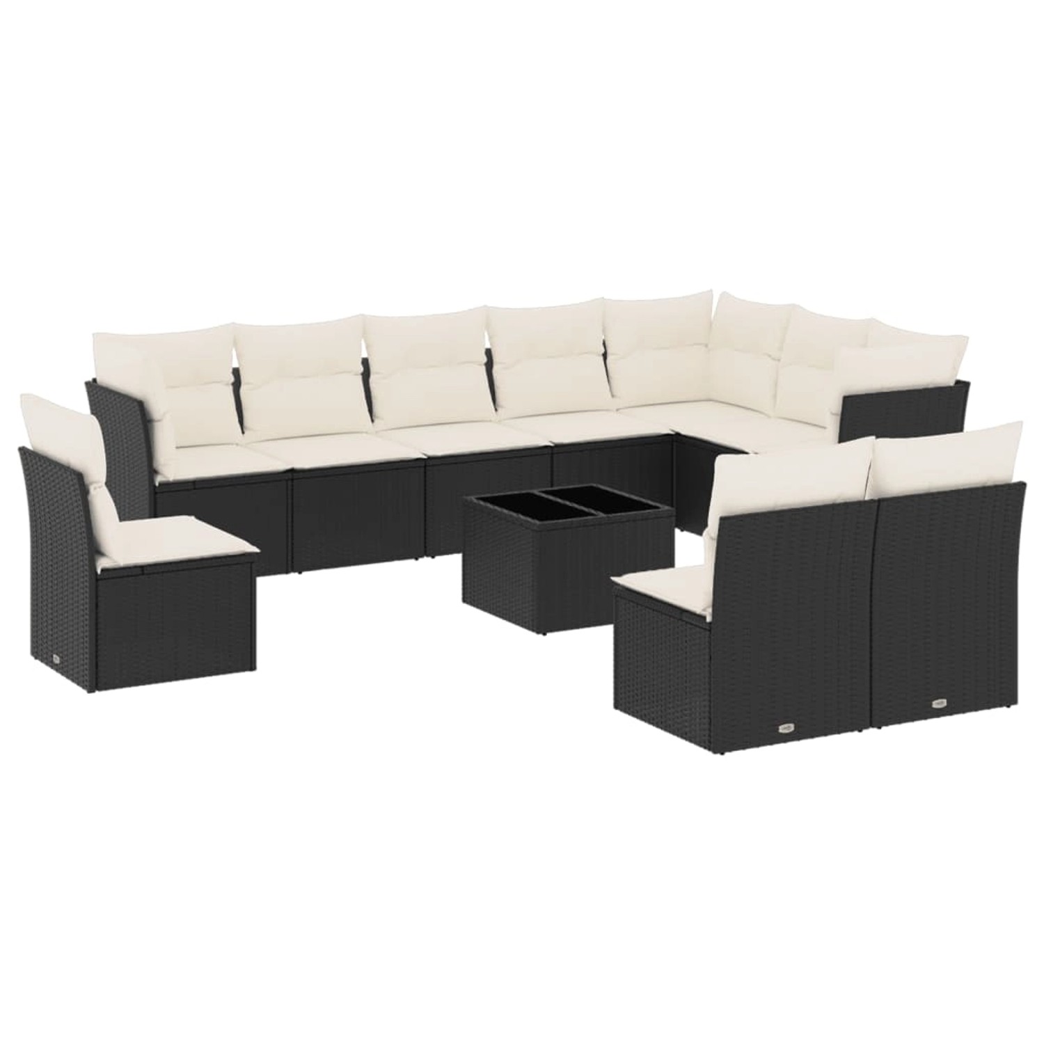 vidaXL 11-Tlg Garten-Sofagarnitur mit Kissen Schwarz Poly Rattan 3217806 günstig online kaufen