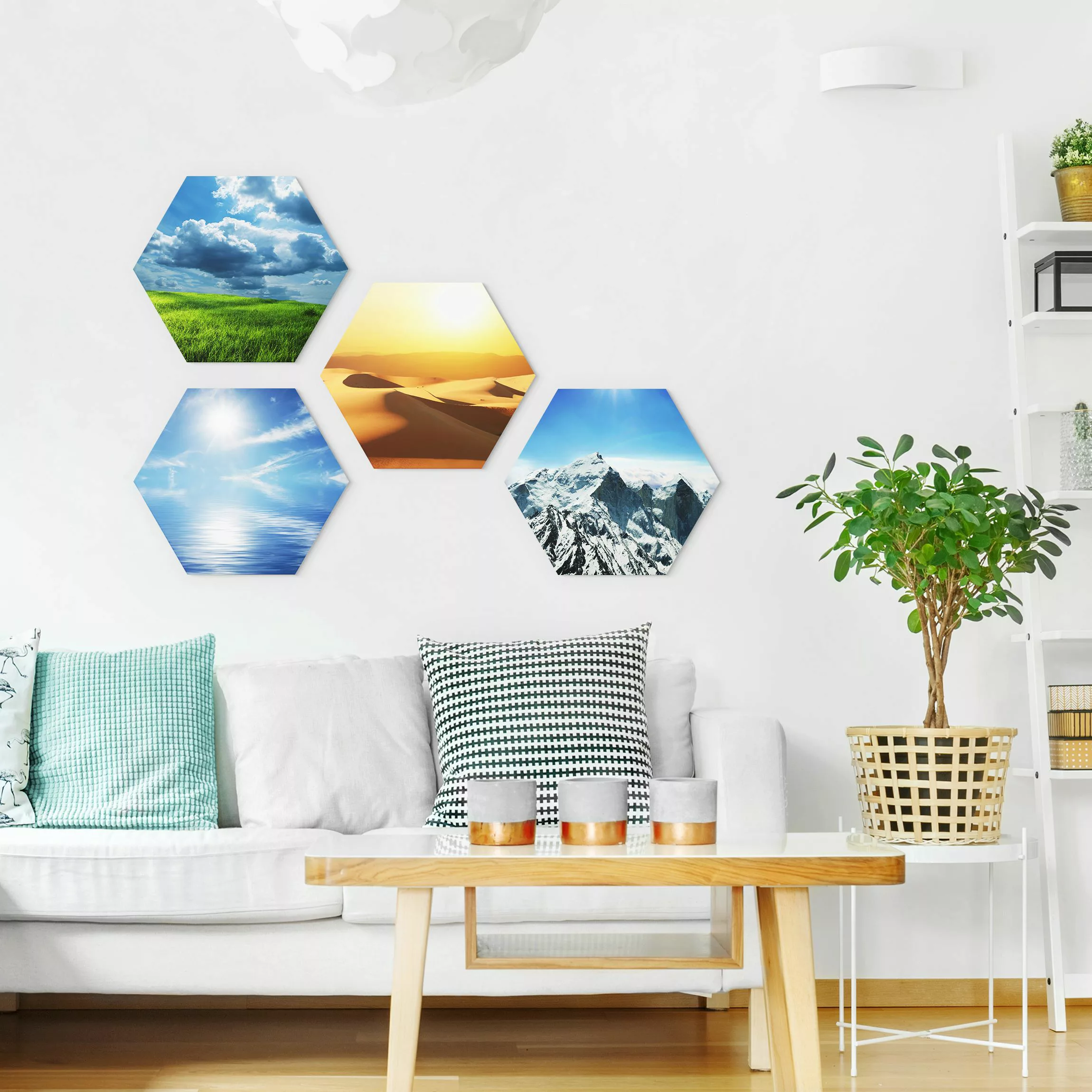 4-teiliges Hexagon-Alu-Dibond Bild Elements günstig online kaufen