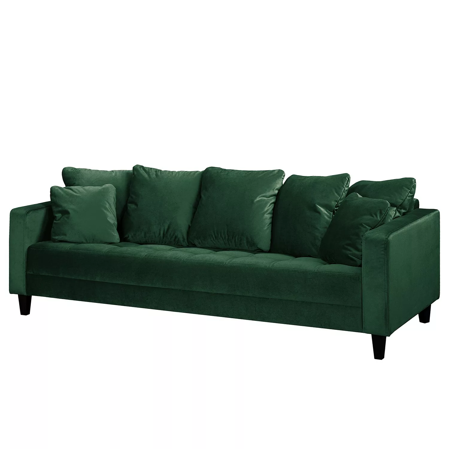 home24 Red Living Sofa Elnora 3-Sitzer Dunkelgrün Samt 228x85x90 cm günstig online kaufen
