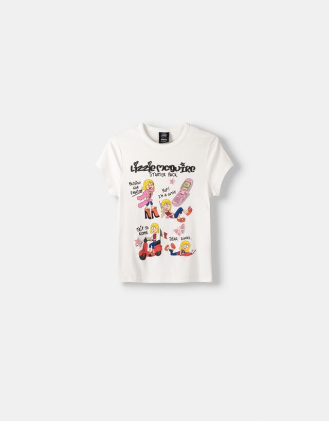 Bershka T-Shirt Lizzie Mcguire Mit Kurzen Ärmeln Bskteen L Grbrochenes Weis günstig online kaufen