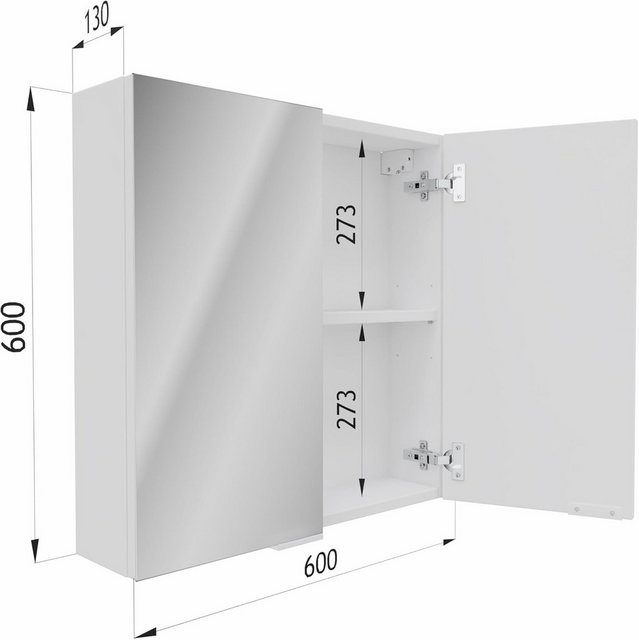 Platan Room Badezimmerspiegelschrank EMMA 60x60x13 cm Badschrank mit 2 Türe günstig online kaufen