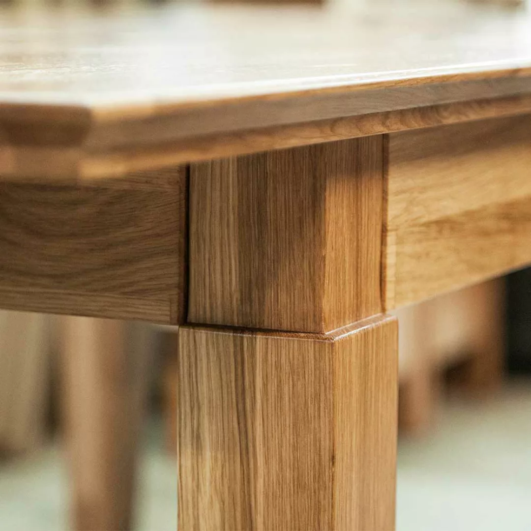 Esszimmertisch aus Wildeiche Massivholz verlängerbar günstig online kaufen