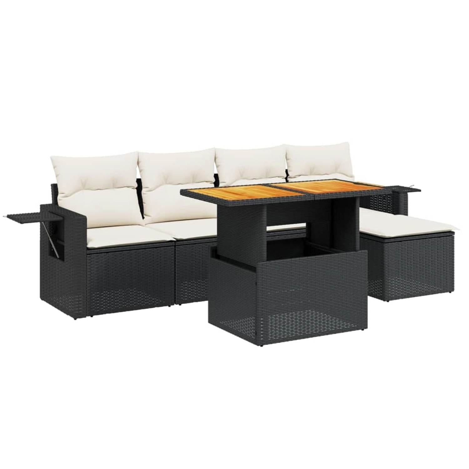 vidaXL 6-Tlg Garten-Sofagarnitur mit Kissen Schwarz Poly Rattan 3271728 günstig online kaufen