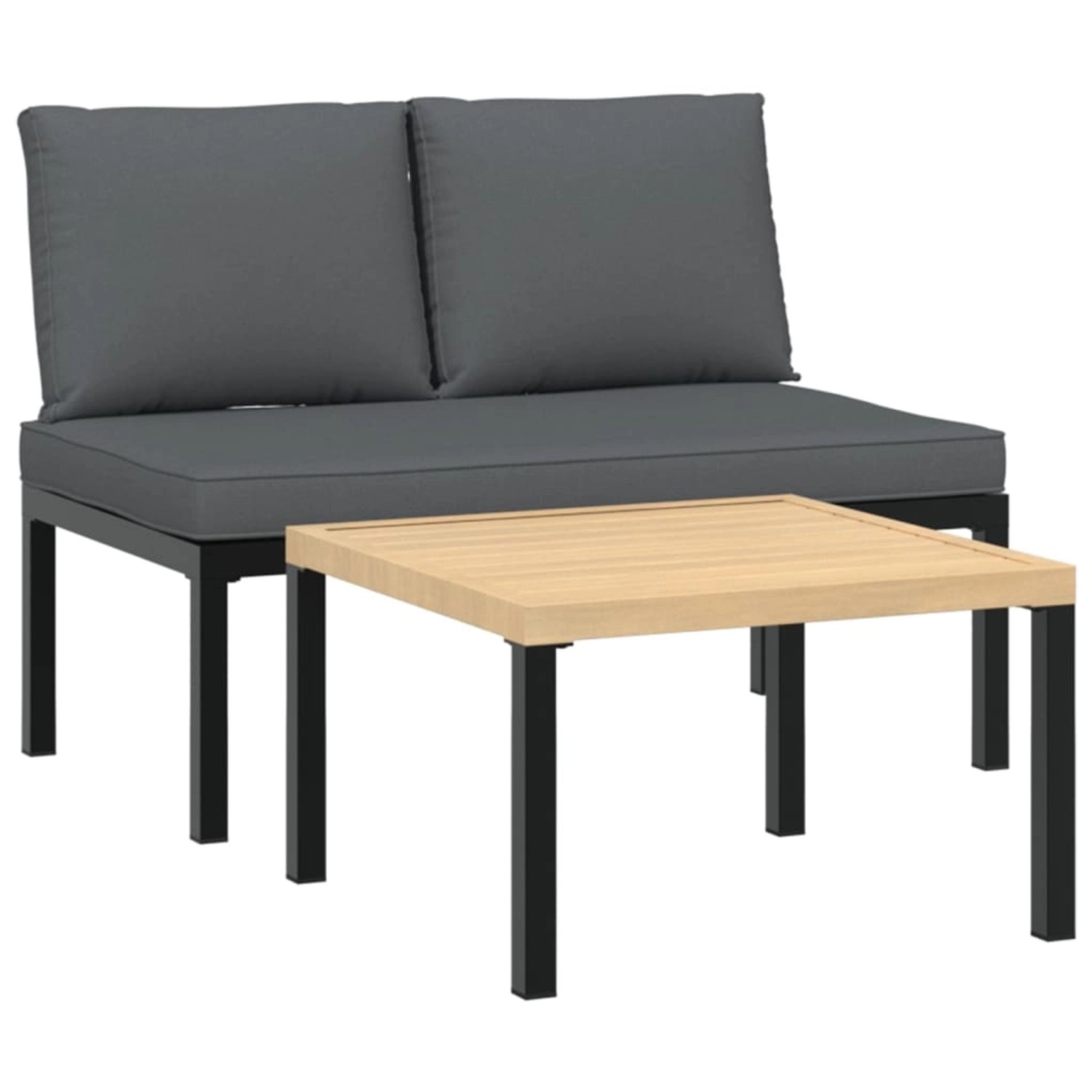 vidaXL 2-tlg Garten-Sofagarnitur mit Kissen Schwarz Aluminium Modell 4 günstig online kaufen