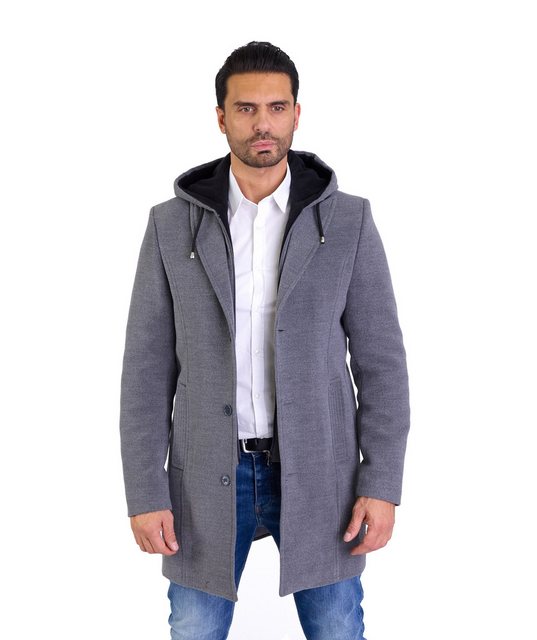 Denim Distriqt Wintermantel Herren SLIM FIT Wintermantel mit Kapuze Grau Gr günstig online kaufen