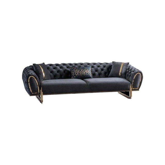 JVmoebel Sofa Schwarze Polstercouch Designer Chesterfield Wohnzimmer Polste günstig online kaufen