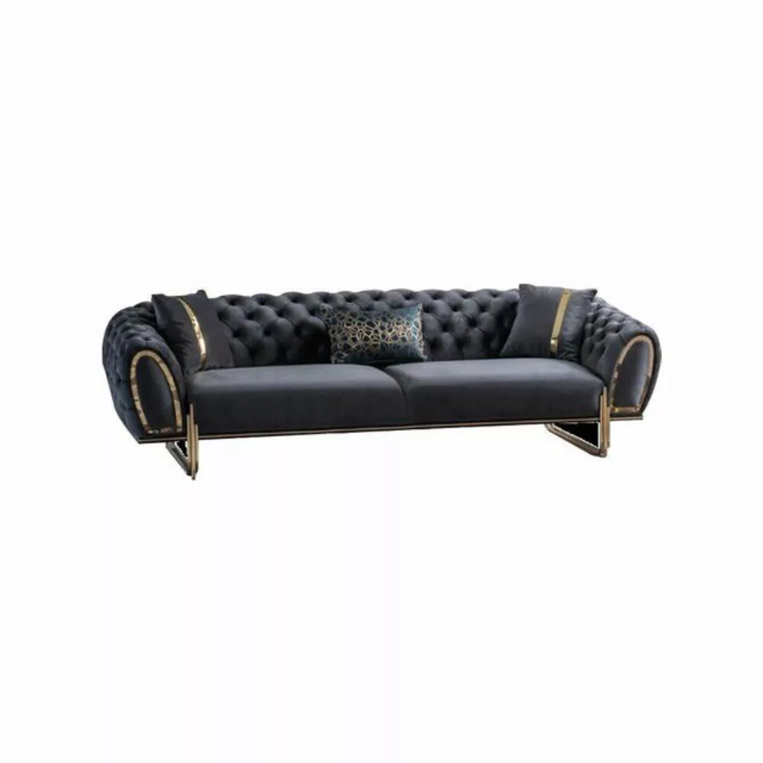 JVmoebel Sofa Chesterfield Schwarze Polstergarnitur Moderne Sofas Luxuriöse günstig online kaufen