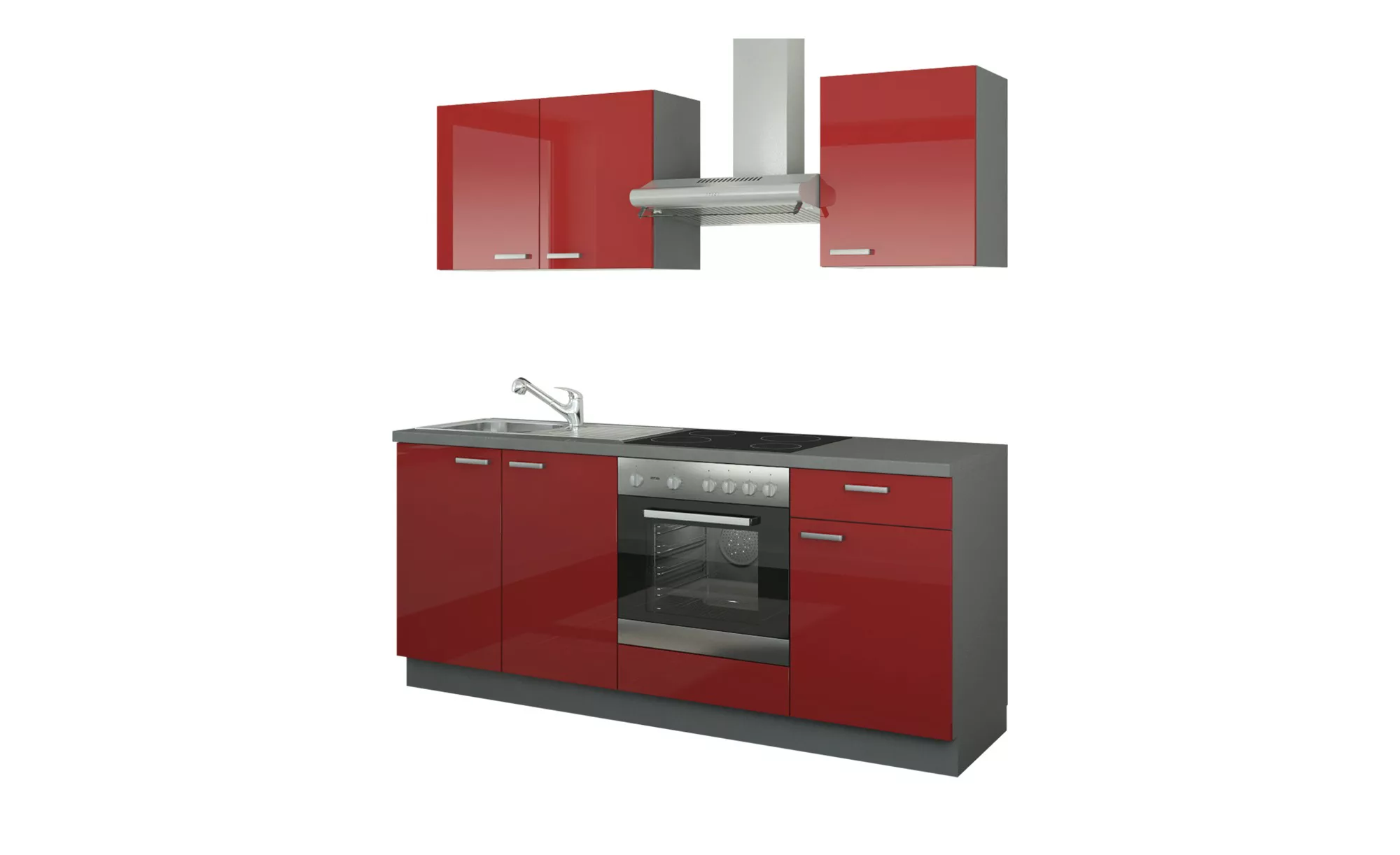 Küchenzeile mit Elektrogeräten  Binz ¦ rot ¦ Maße (cm): B: 200 Aktuelles > günstig online kaufen