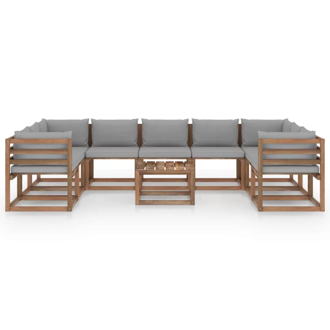 10-tlg. Garten-lounge-set Mit Grauen Kissen günstig online kaufen