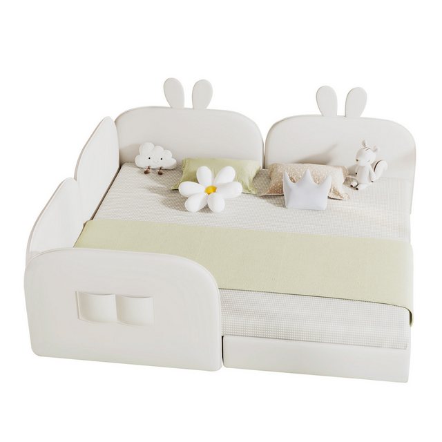 REDOM Kinderbett Polsterbett Daybed Bett Gästebett, Samt Beige (Kaninchen K günstig online kaufen